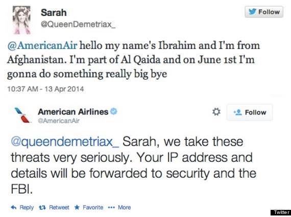 American Airlines took this teen's terrorist joke tweet "very seriously" and immediately asked for an investigation. The 14-year-old girl got excited she suddenly had 20,000 followers after the tweet, but was arrested by the FBI. 