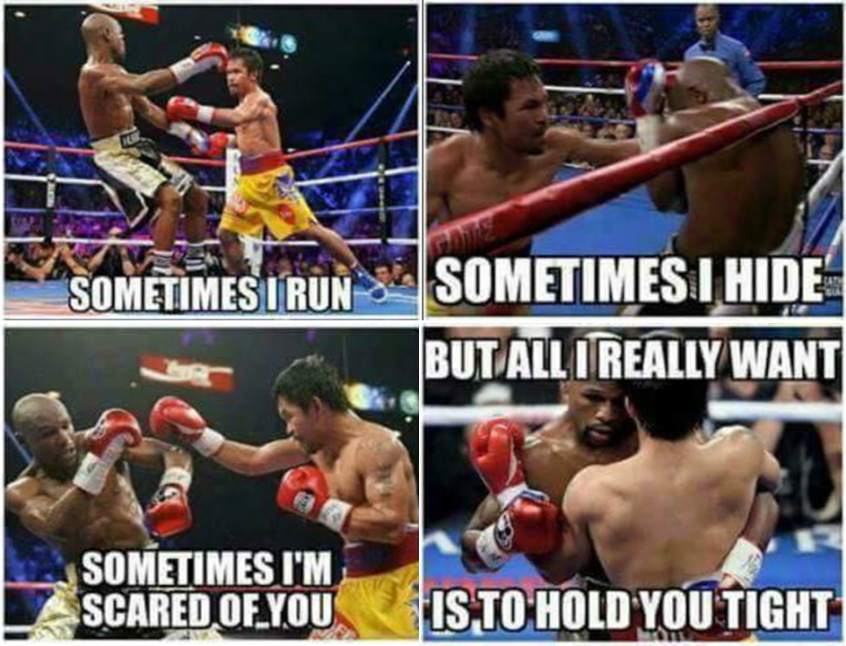 A popular meme that circulated right after the #MayPac fight uses the lyrics of "Sometimes" by Britney Spears